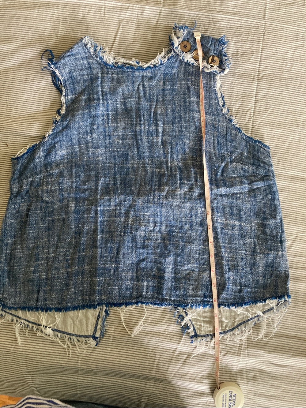 Frayed Woven Sleeveless Top - Blue - Picture 7 of 8